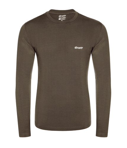 Graff Men's Merino Light Thermal Long-Sleeve Shirt Brown (920-13) 1