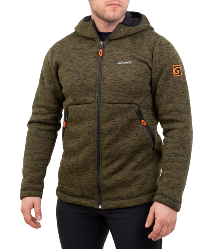 Męska ciepła bluza z kapturem Graff oliwkowa (229-BL) 1