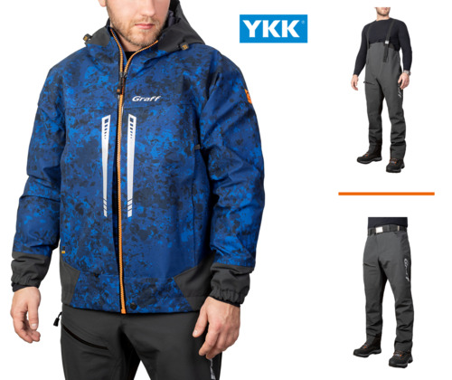 Men's waterproof fishing suit with membrane Graff blue (607-B-9/707-B-1) 1