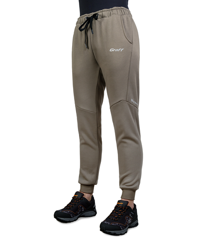 Damskie spodnie dresowe outdoorowe Graff piaskowe (232-SP-13-D) 1
