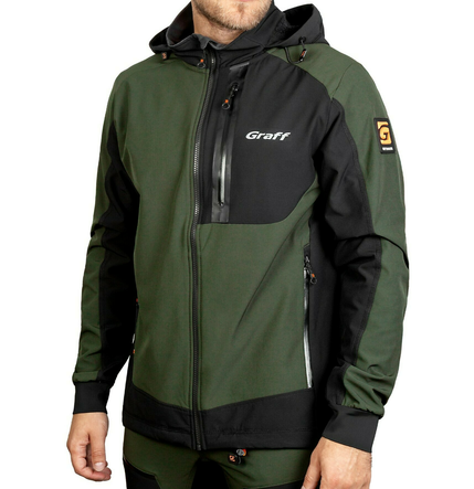 Męska kurtka softshellowa wędkarska / outdoor Graff zielony (561-S) 1