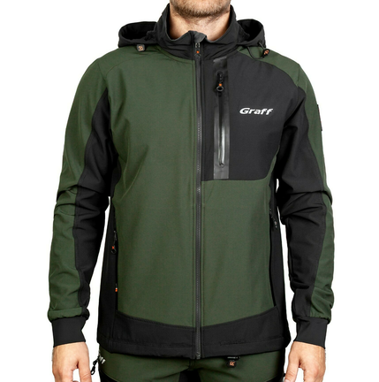 Męska kurtka softshellowa wędkarska / outdoor Graff zielony (561-S) 1