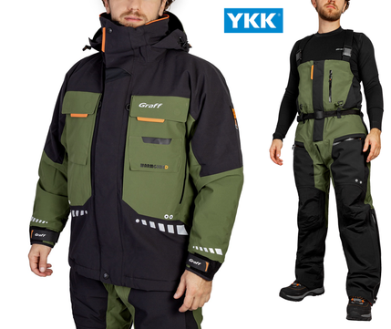 Męski kombinezon zimowy ocieplany wędkarski WARMGUARD Graff zielony (219-O-B-7) 1